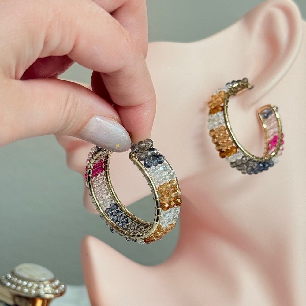 ⚜️ Elegant Multicolor Hoop Earrings - Picture 7 of 12